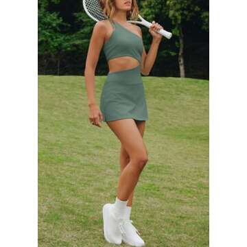 LAMISSCHE Women's One Shoulder Tennis Dress for Sports