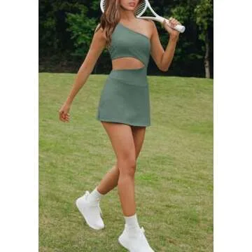 LAMISSCHE Women's One Shoulder Tennis Dress for Sports
