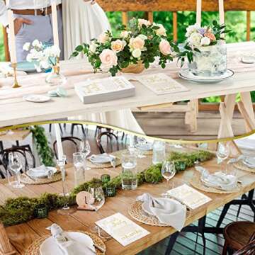 Hotop 100 Pcs Wedding Napkins Mr & Mrs Dinner Napkins Wedding Dinner Napkins Wedding Napkins for Reception Disposable Decorative Towels for Wedding Shower Banquet Rehearsal Dinner Decor (Gold)