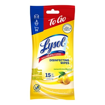 Lysol Disinfectant Handi-Pack Wipes for Travel, Lemon and Lime Blossom