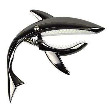 Imelod Zinc Alloy Guitar Capo Shark Capo for Acoustic and Electric Guitar with Good Hand Feeling, No Fret Buzz and Durable(Black)