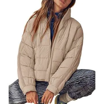 GeGekoko Women's Lightweight Oversized Long Sleeve Zip Water Resistant Packable Puffer Jacket Warm S...