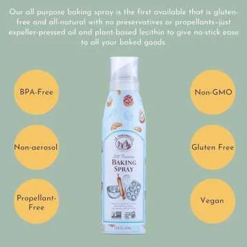 La Tourangelle, All Purpose Baking Spray, Gluten-Free, Non-Stick, Chemical Free and Propellant Free, Expeller-Pressed Cooking Spray Oil, 5 fl oz