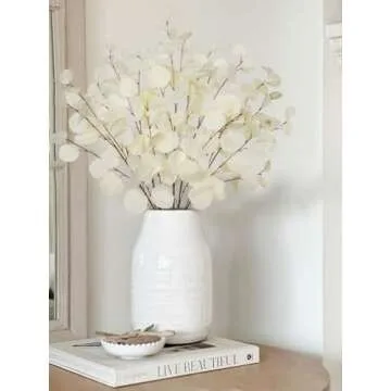 Elegant Cream White Eucalyptus Stems for Stylish Decor