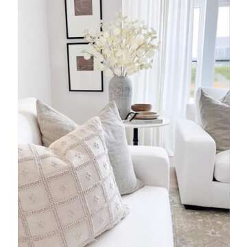 Elegant Cream White Eucalyptus Stems for Stylish Decor