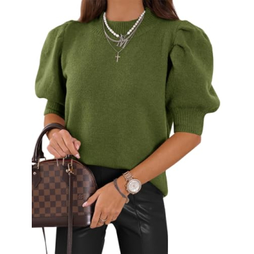 Trendy Women's Puff Sleeve Sweater Tops for Spring 2024
