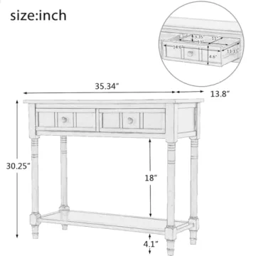Elegant Antique Style Wooden Console Table with Drawers