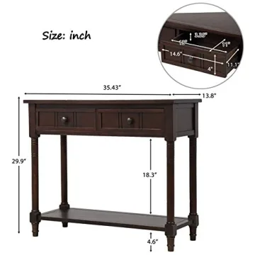 Elegant Antique Style Wooden Console Table with Drawers