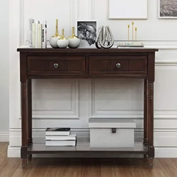 Elegant Antique Style Wooden Console Table with Drawers
