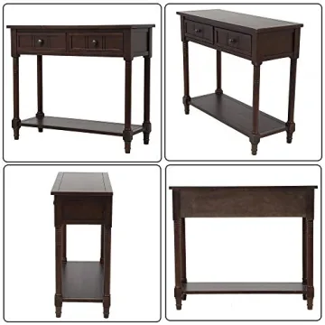 Elegant Antique Style Wooden Console Table with Drawers