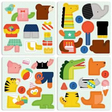 Petit Collage Magnetic Play Set, Party Animals – Mix & Match Magnetic Game Board, Ideal for Ages 3+ – Includes 2 Magnetic Scenes and Over 25 Magnet Pieces, Ideal Travel Activity for Kids
