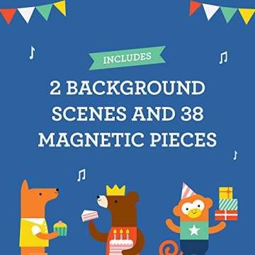 Petit Collage Magnetic Play Set, Party Animals – Mix & Match Magnetic Game Board, Ideal for Ages 3+ – Includes 2 Magnetic Scenes and Over 25 Magnet Pieces, Ideal Travel Activity for Kids