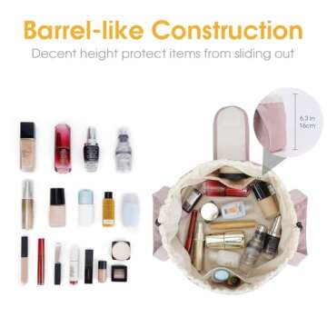 Barrel Drawstring Makeup Bag Large Cosmetic Bag Make up Bags Toiletry Organizer for Women Gift for T...