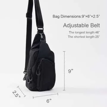 VAKAER Small Sling Bag for Women, Small Crossbody Bags with Adjustable Straps, Lightweight Chest Bag Casual Daypack Backpacks for Travel Hiking (Black)