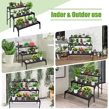 aboxoo 3 Tiers Metal Plant Stand for Home Garden Patio