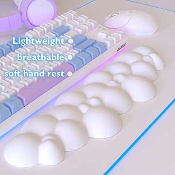 MANBASNAKE Keyboard Cloud Wrist Rest,PU High Density Memory Foam with Non-Slip Base for Typing Pain ...