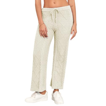 Famulily Women's Cable Knit Chenille Long Pants | Comfy & Stylish Lounge Wear