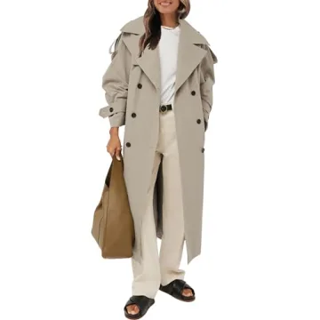 Farktop Women’s Oversized Long Trench Coat – Elegant, Warm, and Versatile