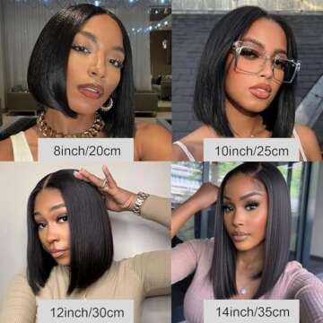 Enguer V Part Wig Human Hair Bob Wig Human Hair for Black WomenBrazilian Remy Human Hair BobWigs Beg...