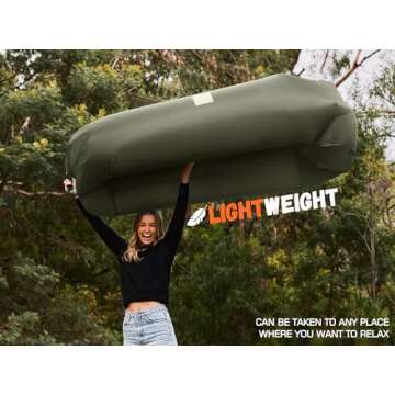 WEKAPO Inflatable Couch Air Lounger Chair - Camping & Beach Accessories, Portable Blow up Sofa for Hiking, Lawn, Indoor/Outdoor Movies & Music Festivals. Lightweight and Easy to Set Up Air Hammock