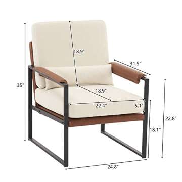 Karl Home Mid-Century Accent Chair - Cozy Linen Armchair with Metal Legs