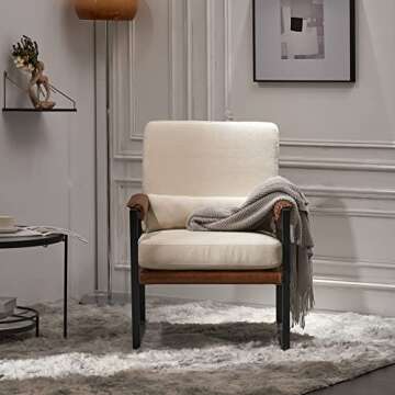 Karl Home Mid-Century Accent Chair with Pillow and Metal Legs