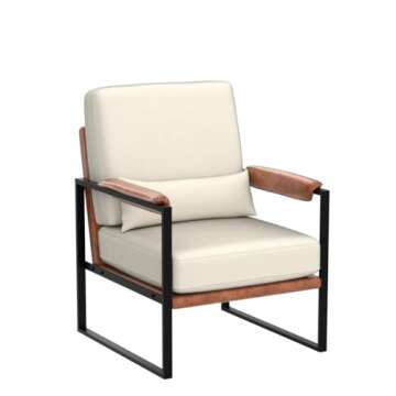 Karl Home Mid-Century Accent Chair with Pillow and Metal Legs