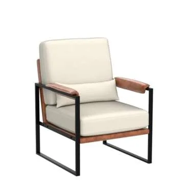 Karl Home Mid-Century Accent Chair with Pillow and Metal Legs