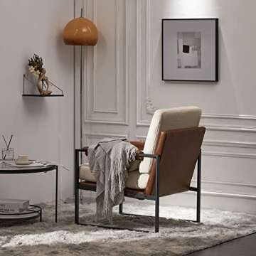 Karl Home Mid-Century Accent Chair with Pillow and Metal Legs