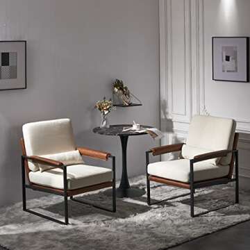 Karl Home Mid-Century Accent Chair with Pillow and Metal Legs