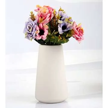 Simple Vase for Flowers Plants, Matte Vases for Modern Table Shelf Home Decor Wedding Boho Decor, 6" H Frosted Elegant Ceramic Vase for Pampas Grass Fluffy Stem Bouquet Lavender Flowers (White, 1)