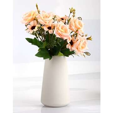 Simple Vase for Flowers Plants, Matte Vases for Modern Table Shelf Home Decor Wedding Boho Decor, 6" H Frosted Elegant Ceramic Vase for Pampas Grass Fluffy Stem Bouquet Lavender Flowers (White, 1)