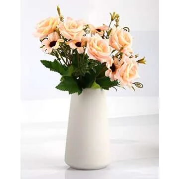 Simple Vase for Flowers Plants, Matte Vases for Modern Table Shelf Home Decor Wedding Boho Decor, 6" H Frosted Elegant Ceramic Vase for Pampas Grass Fluffy Stem Bouquet Lavender Flowers (White, 1)