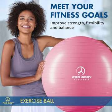 ProBody Pilates Exercise Ball - Multiple Sizes Gym Grade Balance Ball for Fitness, Workout, Pregnanc...