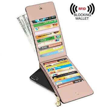 YALUXE Women's RFID Block Leather Wallet with Card Organizer