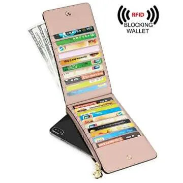 YALUXE Women's RFID Block Leather Wallet with Card Organizer