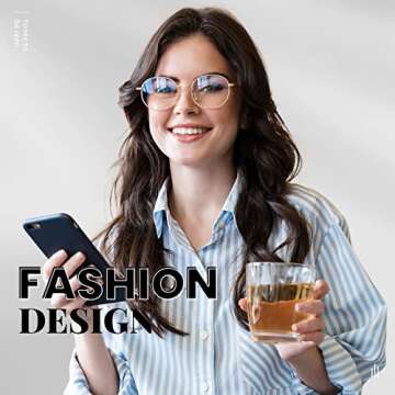 livho Blue Light Blocking Glasses, Retro Round Fake Eyeglasses Frames Anti UV Ray Filter Computer Gaming Glasses Women Men (Gold Frame,Transparent lens)