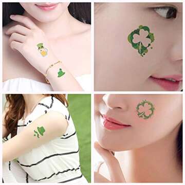 St. Patrick's Day Tattoos 120 pcs Temporary Shamrock Tattoos 20 Set for St. Paddy's day Irish Tattoo...