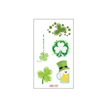 St. Patrick's Day Tattoos 120 pcs Temporary Shamrock Tattoos 20 Set for St. Paddy's day Irish Tattoo Sticker Clover Tattoos Parade Party Favors Decorations