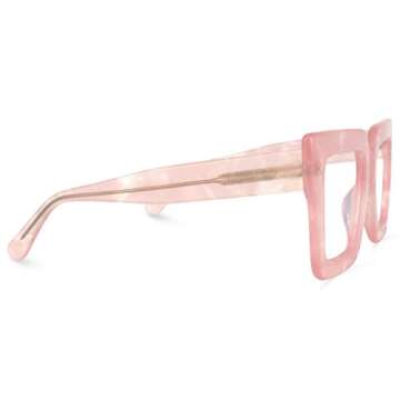 Zeelool Stylish Thick Oversized Square Eyeglasses for Women with Non-prescription Clear Lens Brandon VFP0306-09 Pink