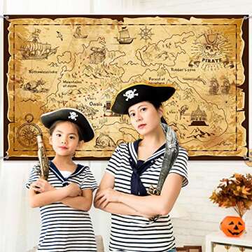 Blulu Pirate Treasure Map Backdrop for Celebration Decoration