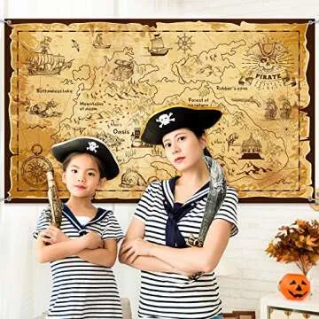Blulu Pirate Treasure Map Backdrop for Celebration Decoration