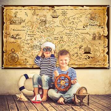 Blulu Pirate Treasure Map Backdrop for Celebration Decoration