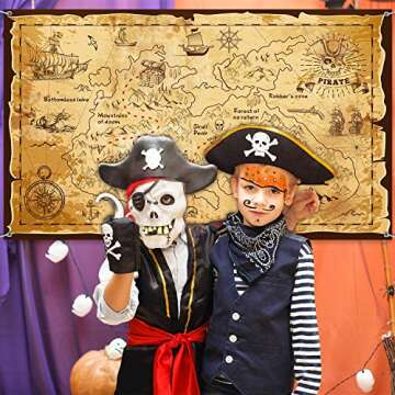Blulu Pirate Treasure Map Backdrop for Celebration Decoration
