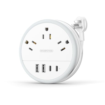NTONPOWER Travel Power Strip, Cruise Approved with 3 Outlets & 4 USB Ports for Ultimate Travel Conve...