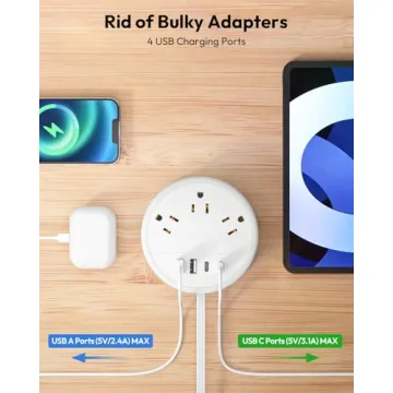 Compact NTONPOWER Travel Power Strip with USB Ports for Vacations