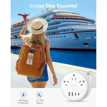 Compact NTONPOWER Travel Power Strip with USB Ports for Vacations