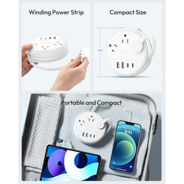 Compact NTONPOWER Travel Power Strip with USB Ports for Vacations