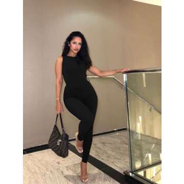 Stylish Plus Size Turtle Neck Workout Jumpsuit for Women