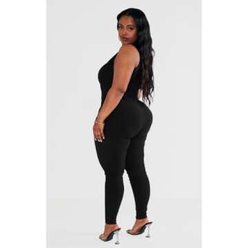 Stylish Plus Size Turtle Neck Workout Jumpsuit for Women